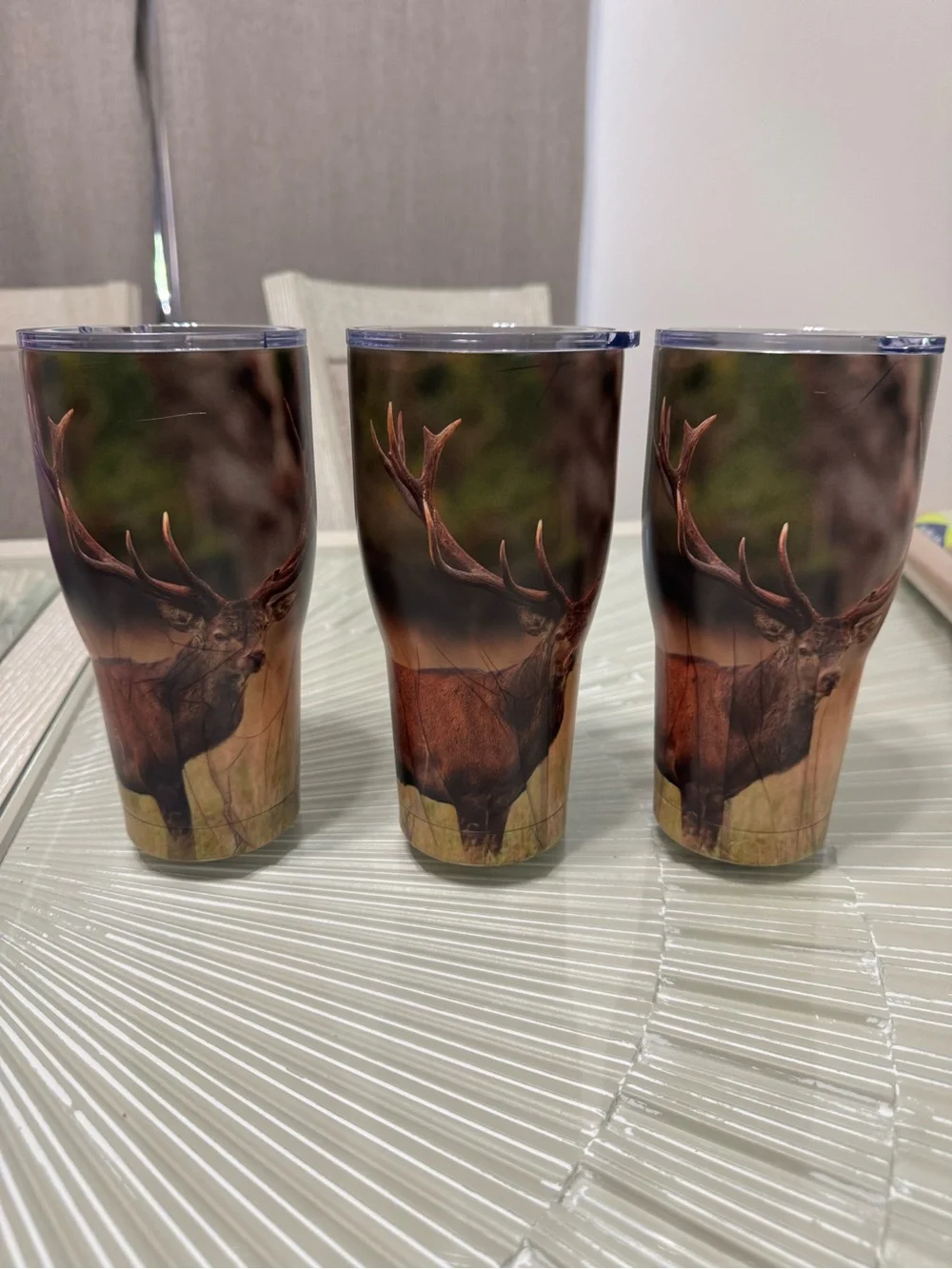 3 pack Insulated Deer Antler Print Tumbler - Brown/Green